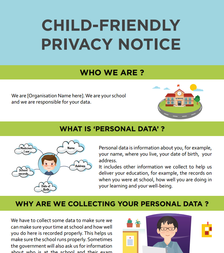 Child friendly Privacy Notices For Schools