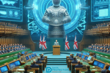 A digital illustration of a speech by the King about the Cyber Security and Resilience Bill. The image is created using Microsoft Designer and features a modern, professional design.