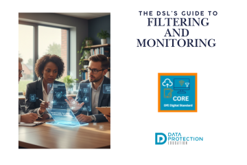 Visual representation of digital filtering and monitoring systems crucial for online safety in schools, adhering to KC