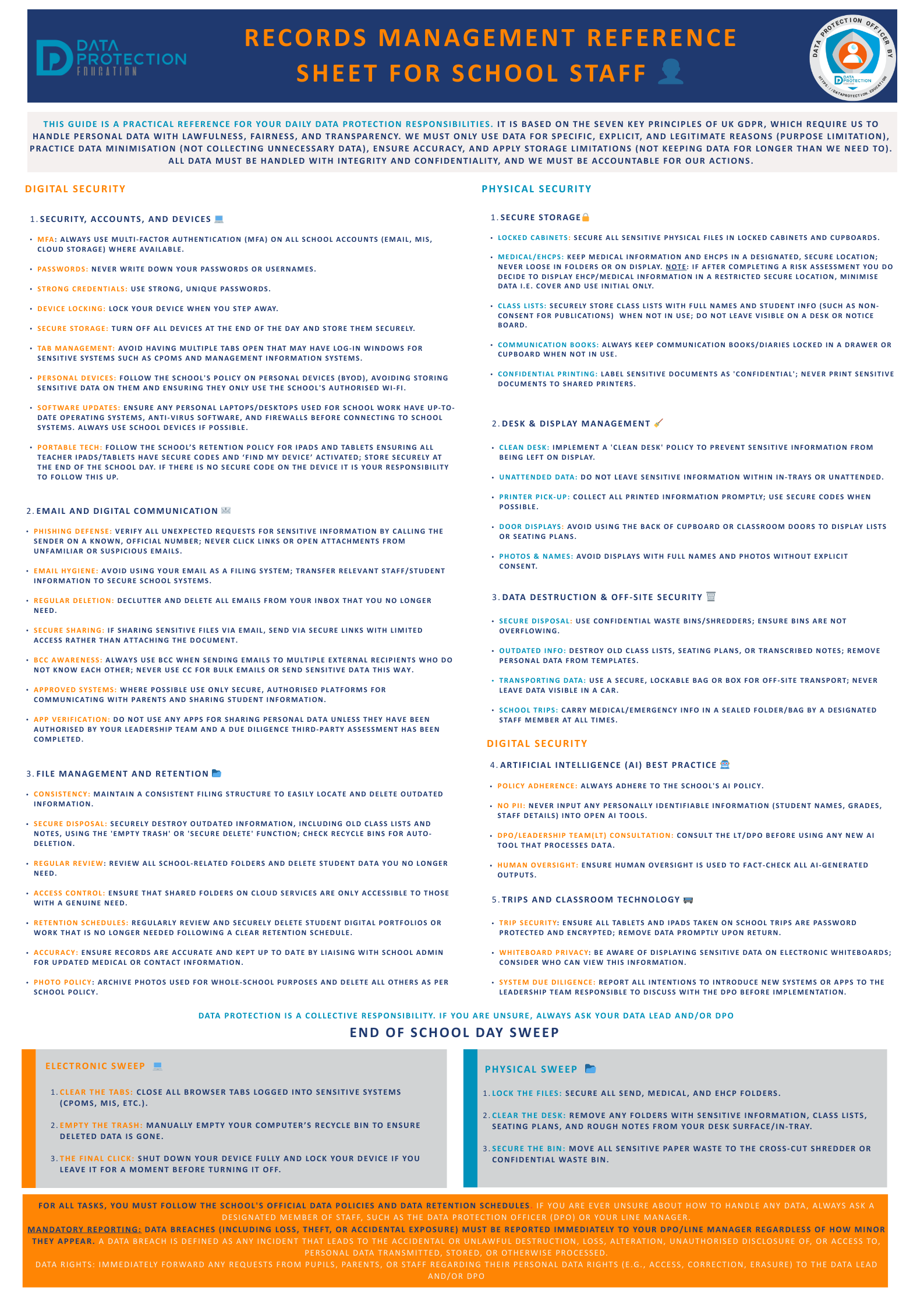 Records Management Reference Sheet