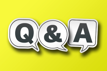 Q and A in White text on a yellow background
