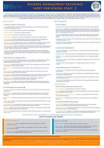 Records Management Reference Sheet for School Staff